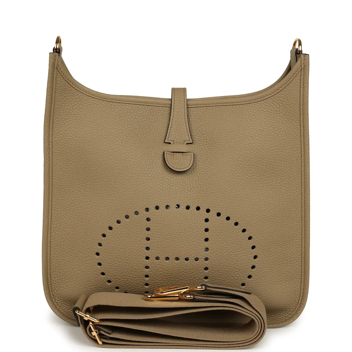 HERMÈS Hermes Evelyne III PM Beige Marfa Clemence Gold Hardware | Image 1 HERMÈS Hermes Evelyne III PM Beige Marfa Clemence Gold Hardware | Image 1