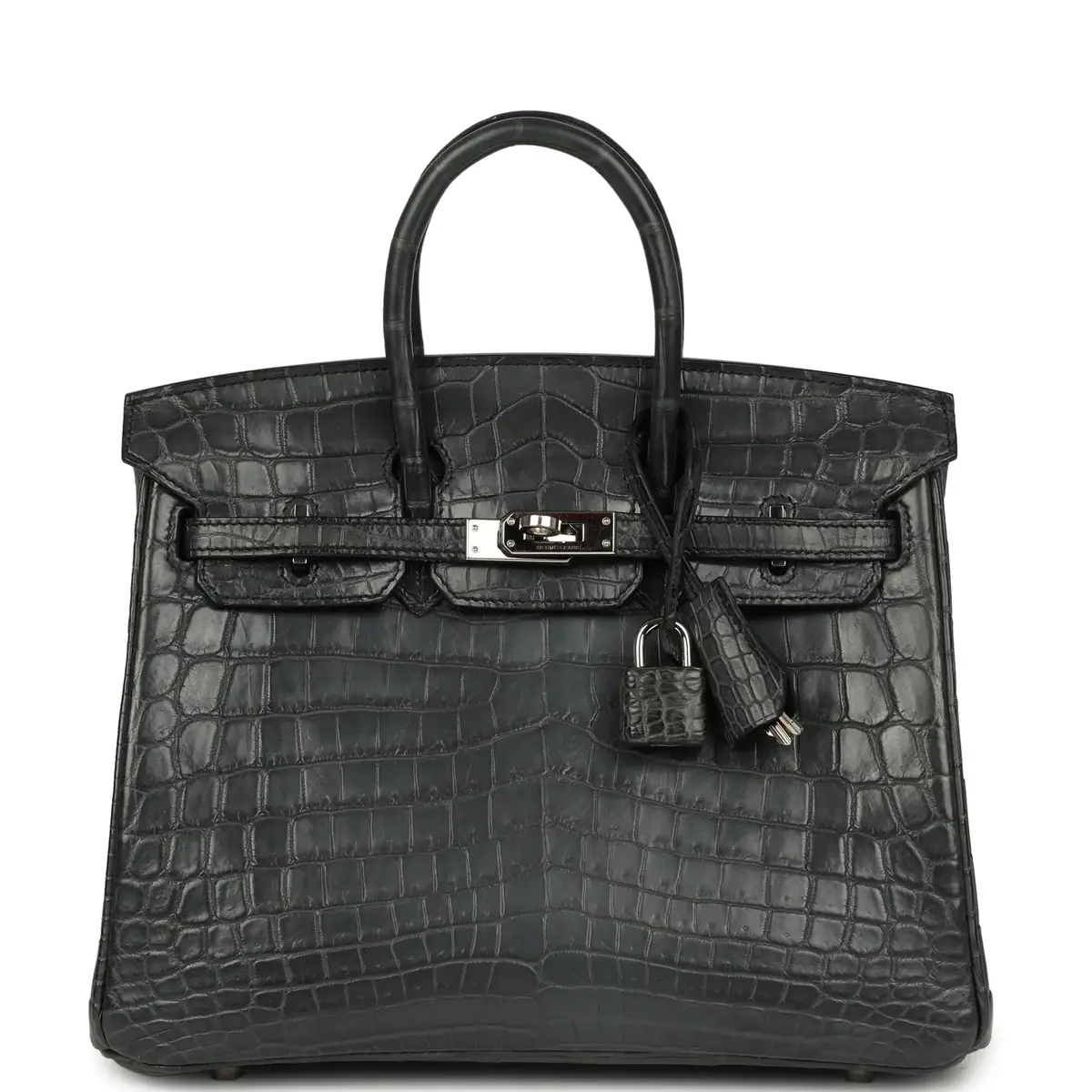 HERMÈS Pre-owned Hermes Birkin 25 Plomb Matte Niloticus Crocodile Palladium Hardware | Image 1 HERMÈS Pre-owned Hermes Birkin 25 Plomb Matte Niloticus Crocodile Palladium Hardware | Image 1