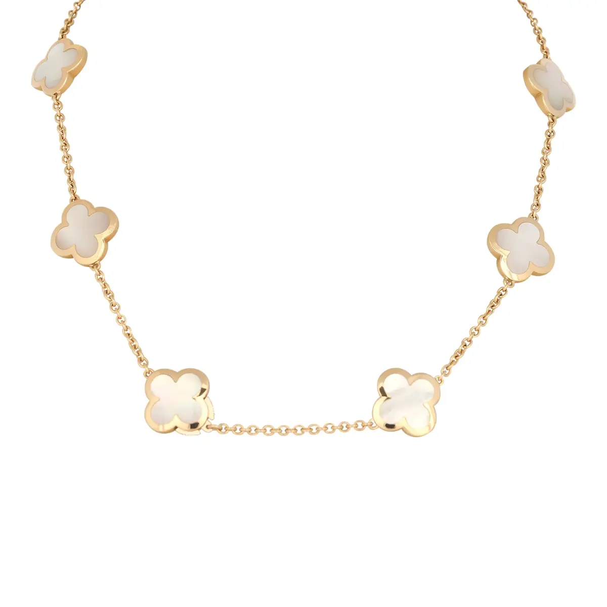 Van Cleef & Arpels Pre-owned Van Cleef & Arpels Pure Alhambra 9 Motif Necklace Mother of Pearl 18K Yellow Gold | Thumbnail 2 Van Cleef & Arpels Pre-owned Van Cleef & Arpels Pure Alhambra 9 Motif Necklace Mother of Pearl 18K Yellow Gold | Thumbnail 2