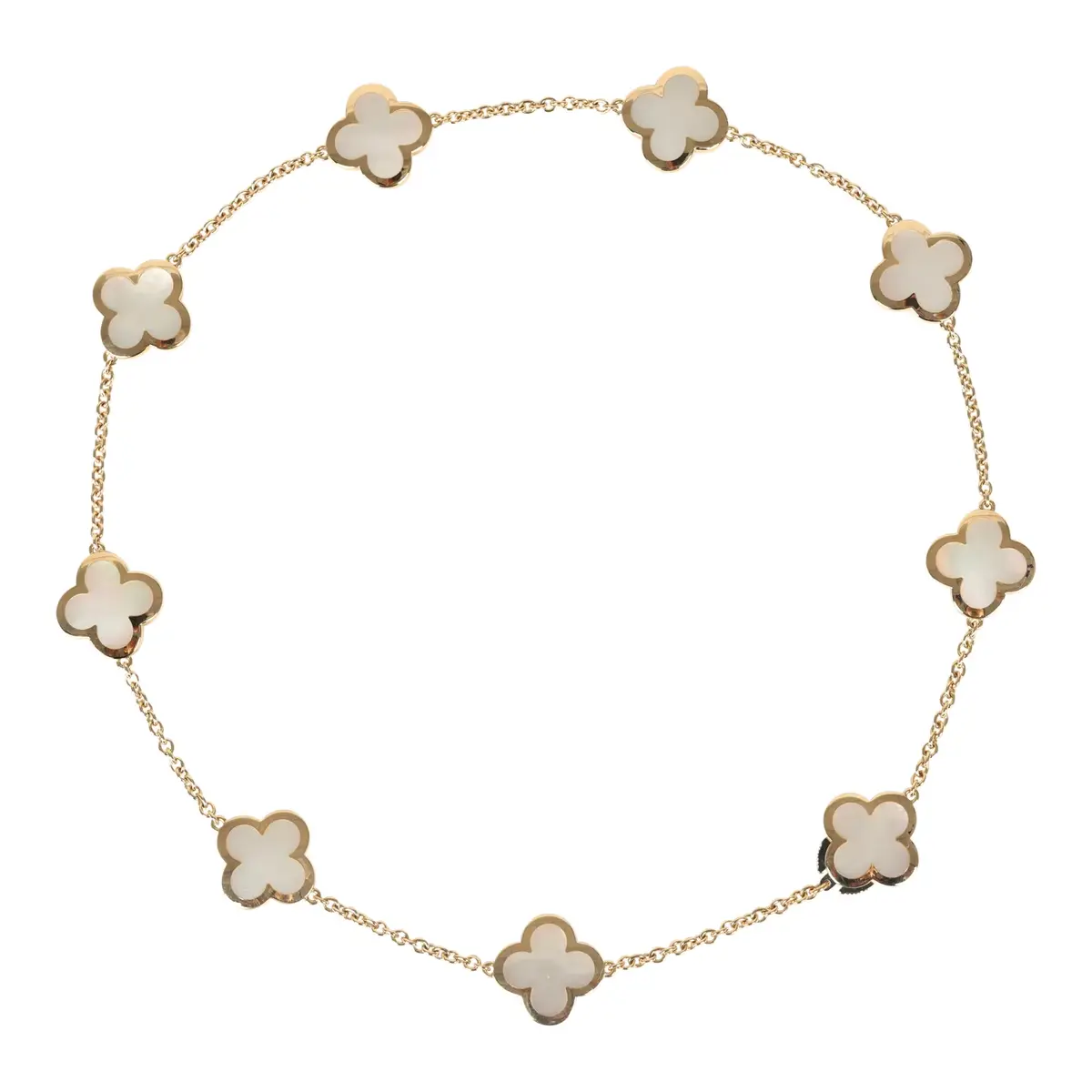 Van Cleef & Arpels Pre-owned Van Cleef & Arpels Pure Alhambra 9 Motif Necklace Mother of Pearl 18K Yellow Gold | Image 1 Van Cleef & Arpels Pre-owned Van Cleef & Arpels Pure Alhambra 9 Motif Necklace Mother of Pearl 18K Yellow Gold | Image 1
