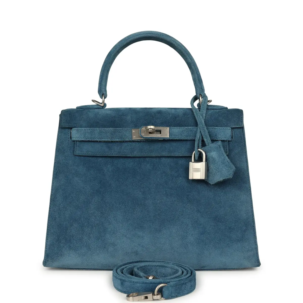 HERMÈS Vintage Hermes Kelly Sellier 25 Bleu Thalassa Doblis Brushed Palladium Hardware | Image 1 HERMÈS Vintage Hermes Kelly Sellier 25 Bleu Thalassa Doblis Brushed Palladium Hardware | Image 1