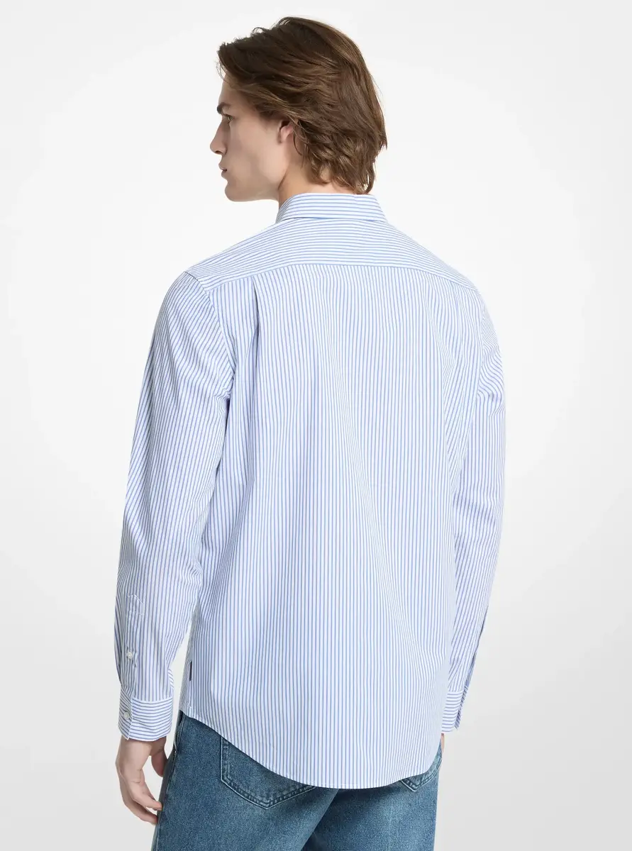 Michael Kors Collection Striped Stretch Cotton Shirt in Blue | Thumbnail 2 Michael Kors Collection Striped Stretch Cotton Shirt in Blue | Thumbnail 2