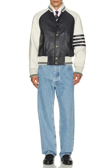 Thom Browne Oversized Raglan Sleeve Leather Jacket | Thumbnail 3 Thom Browne Oversized Raglan Sleeve Leather Jacket | Thumbnail 3