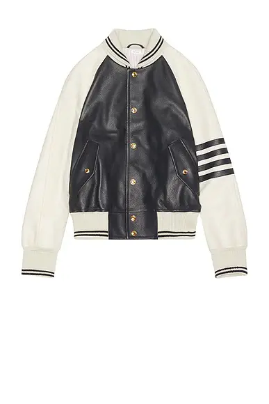 Thom Browne Oversized Raglan Sleeve Leather Jacket | Thumbnail 4 Thom Browne Oversized Raglan Sleeve Leather Jacket | Thumbnail 4