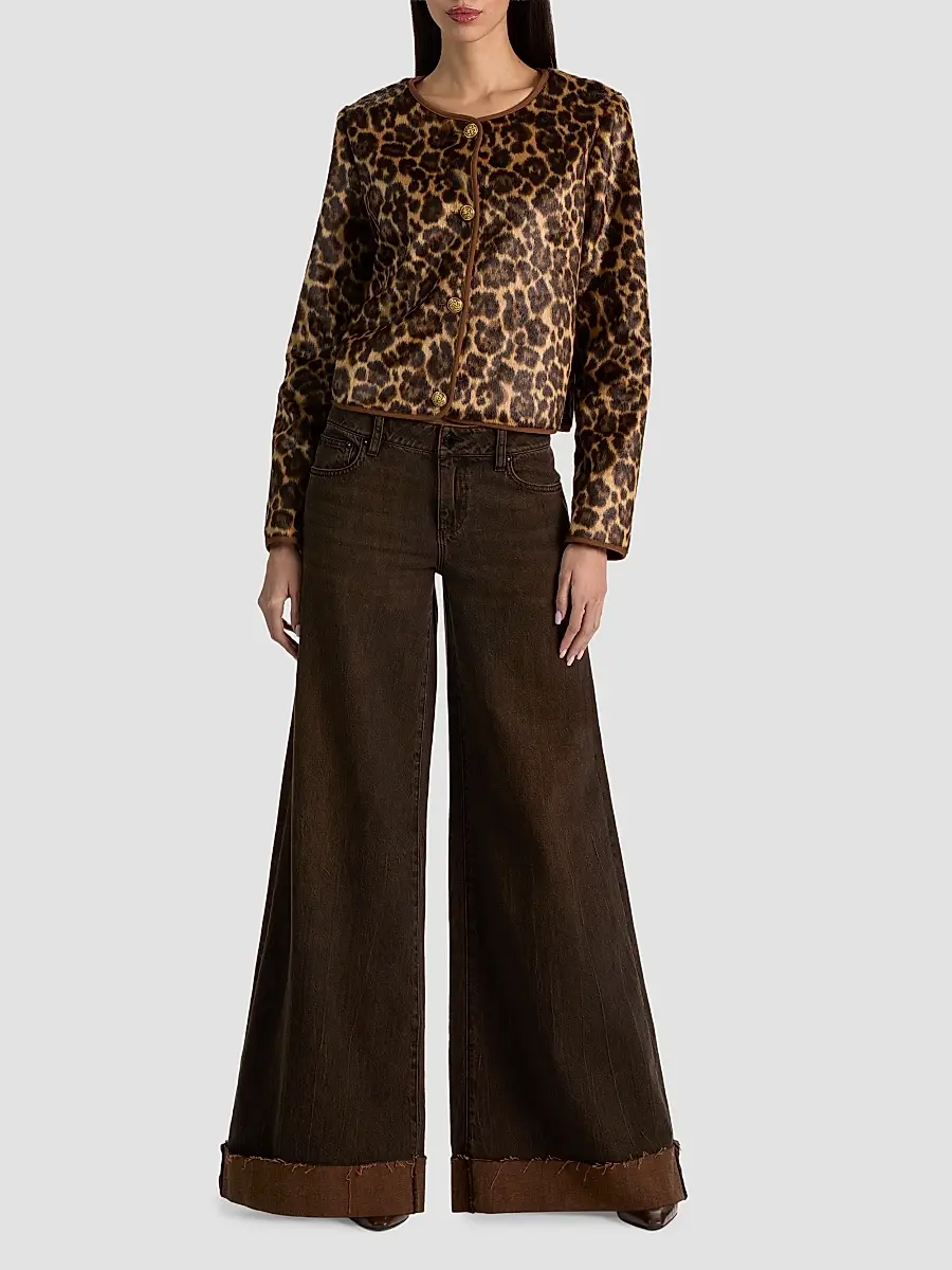 Alice + Olivia Women's Alma Leopard Print Faux-Fur Cardigan | Thumbnail 2 Alice + Olivia Women's Alma Leopard Print Faux-Fur Cardigan | Thumbnail 2