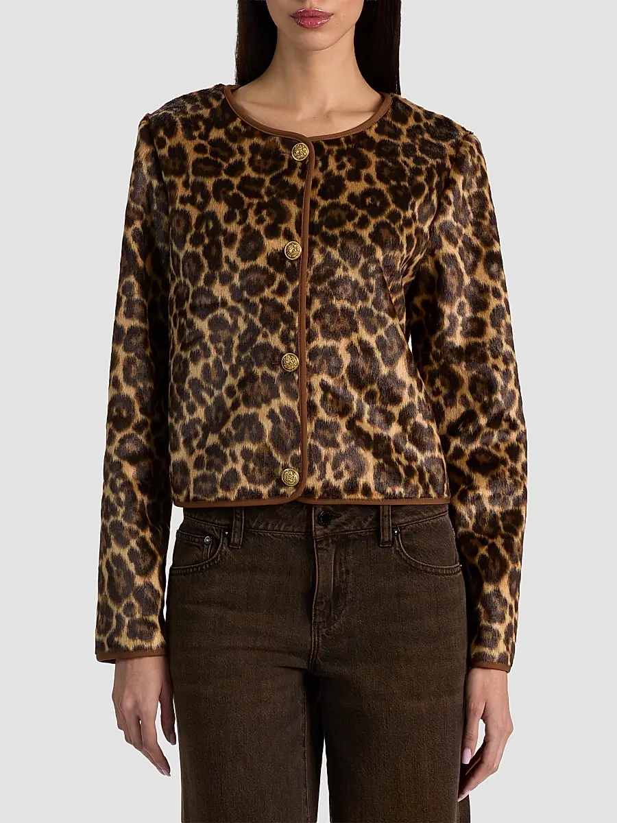 Alice + Olivia Women's Alma Leopard Print Faux-Fur Cardigan | Thumbnail 4 Alice + Olivia Women's Alma Leopard Print Faux-Fur Cardigan | Thumbnail 4