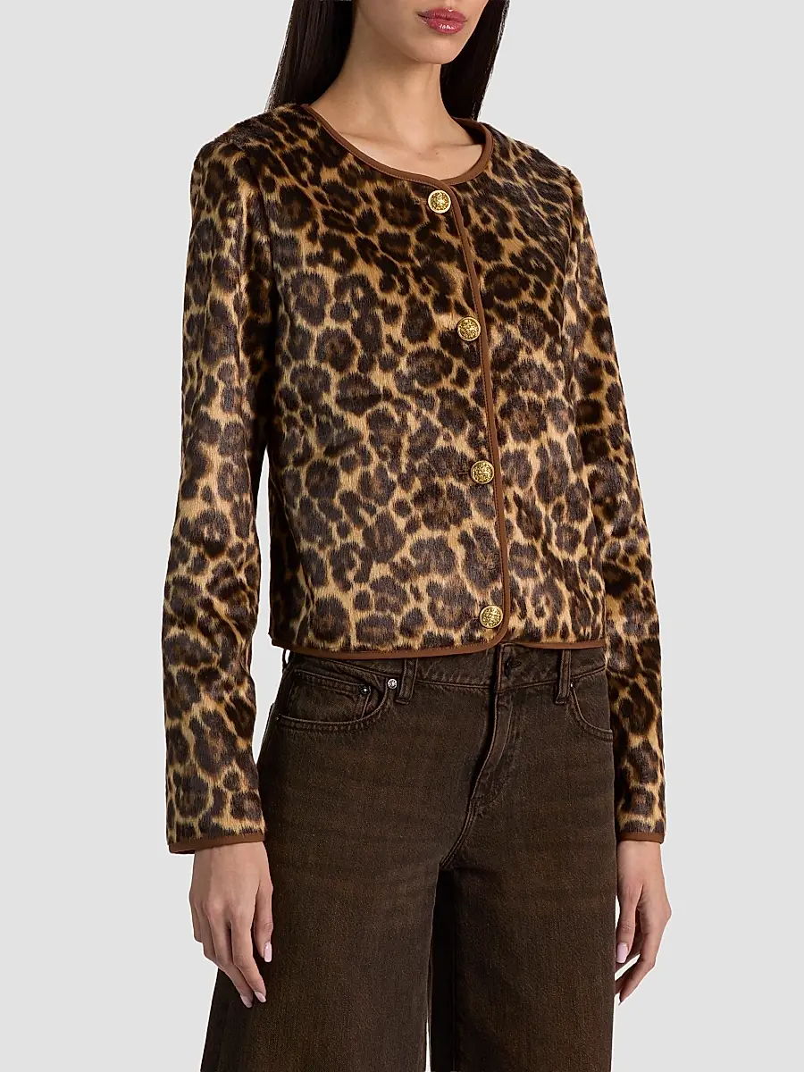 Alice + Olivia Women's Alma Leopard Print Faux-Fur Cardigan | Thumbnail 6 Alice + Olivia Women's Alma Leopard Print Faux-Fur Cardigan | Thumbnail 6