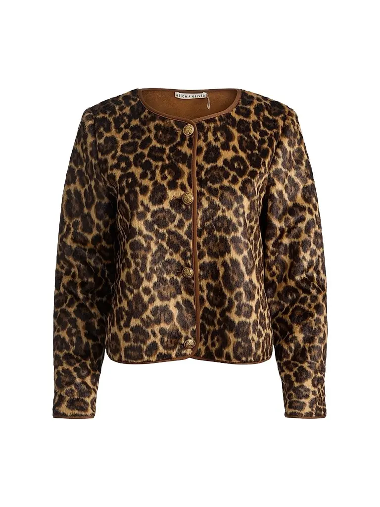 Alice + Olivia Women's Alma Leopard Print Faux-Fur Cardigan - Spotted Leopard | Image 1 Alice + Olivia Women's Alma Leopard Print Faux-Fur Cardigan - Spotted Leopard | Image 1