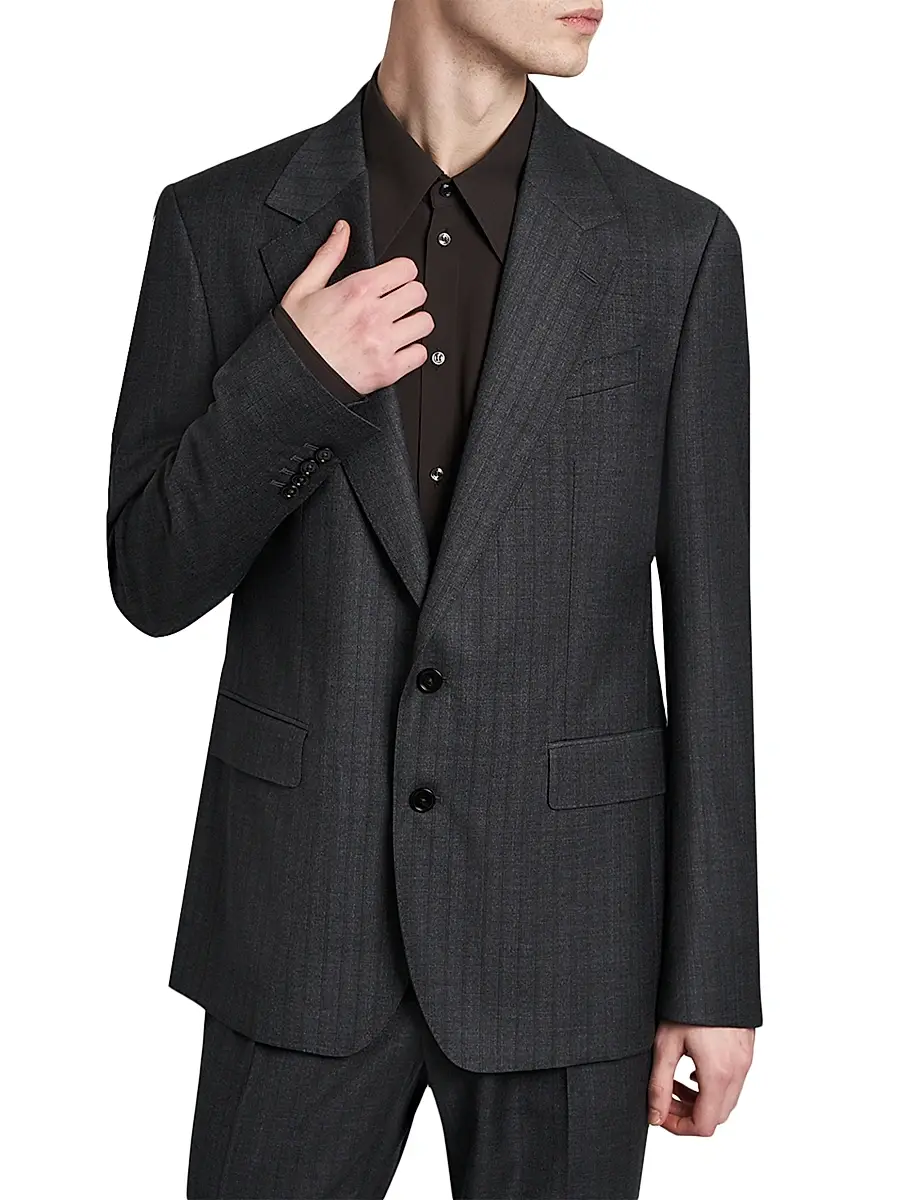 Dolce & Gabbana Men's Striped Virgin Wool Blazer | Thumbnail 4 Dolce & Gabbana Men's Striped Virgin Wool Blazer | Thumbnail 4