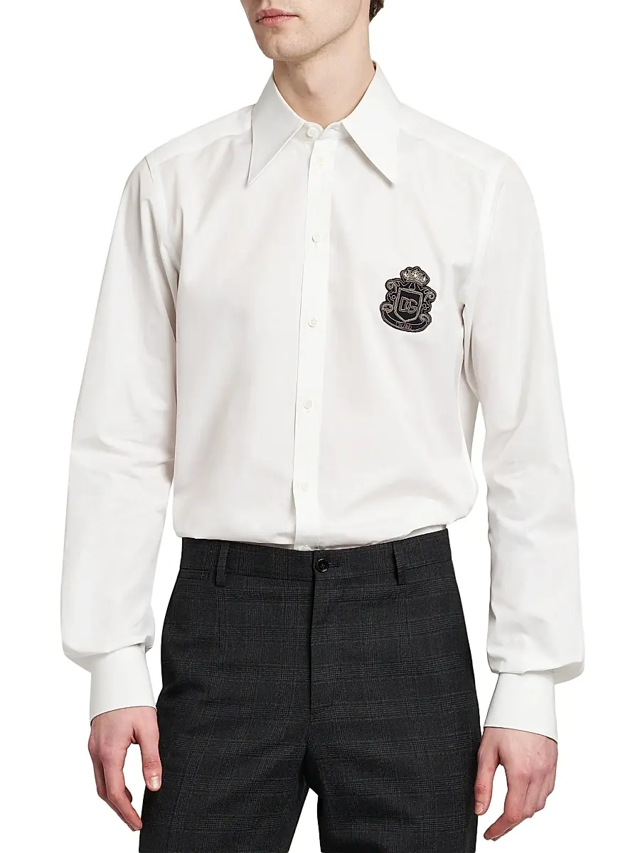 Dolce & Gabbana Men's Logo Cotton Poplin Shirt | Thumbnail 3 Dolce & Gabbana Men's Logo Cotton Poplin Shirt | Thumbnail 3