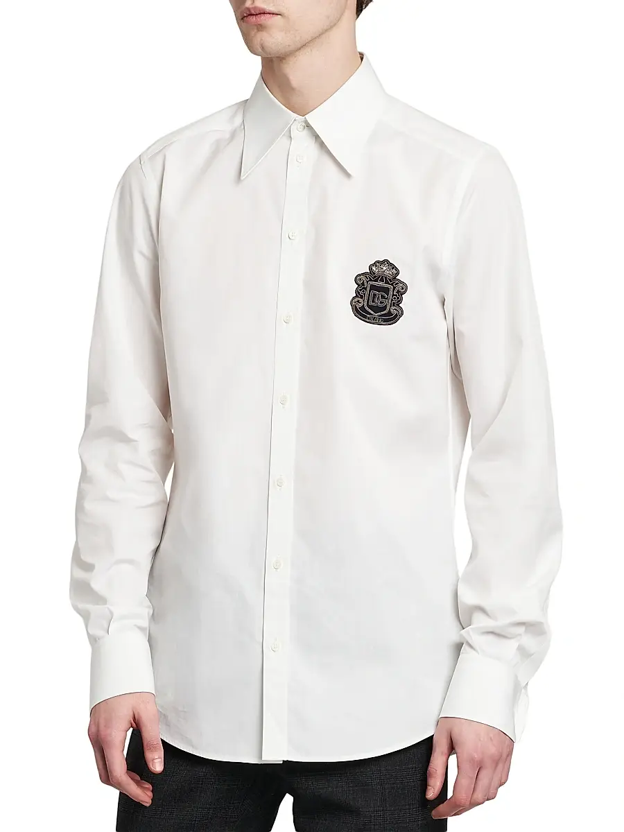 Dolce & Gabbana Men's Logo Cotton Poplin Shirt | Thumbnail 4 Dolce & Gabbana Men's Logo Cotton Poplin Shirt | Thumbnail 4