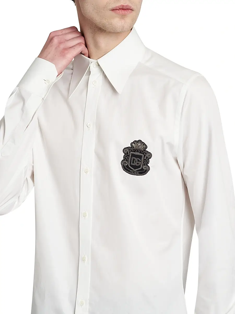 Dolce & Gabbana Men's Logo Cotton Poplin Shirt | Thumbnail 6 Dolce & Gabbana Men's Logo Cotton Poplin Shirt | Thumbnail 6