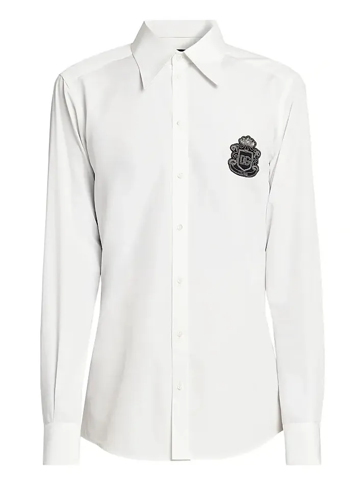Dolce & Gabbana Men's Logo Cotton Poplin Shirt