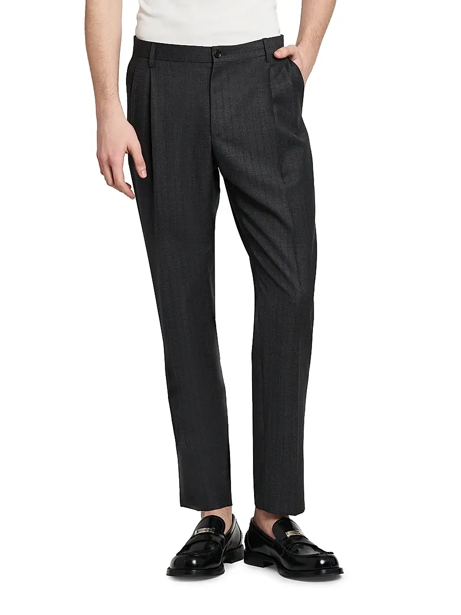 Dolce & Gabbana Men's Striped Pleated-Front Virgin Wool Pants | Thumbnail 3 Dolce & Gabbana Men's Striped Pleated-Front Virgin Wool Pants | Thumbnail 3