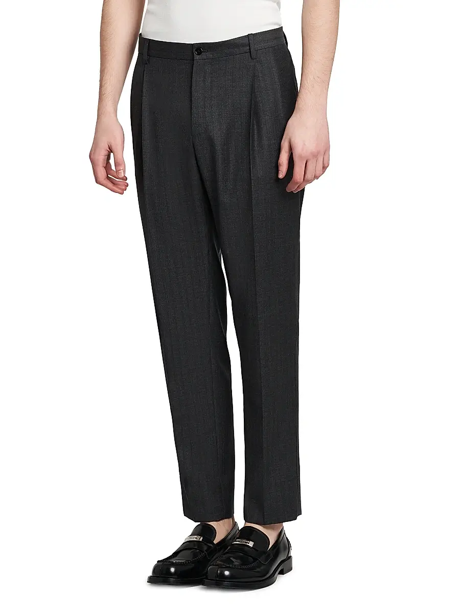Dolce & Gabbana Men's Striped Pleated-Front Virgin Wool Pants | Thumbnail 4 Dolce & Gabbana Men's Striped Pleated-Front Virgin Wool Pants | Thumbnail 4