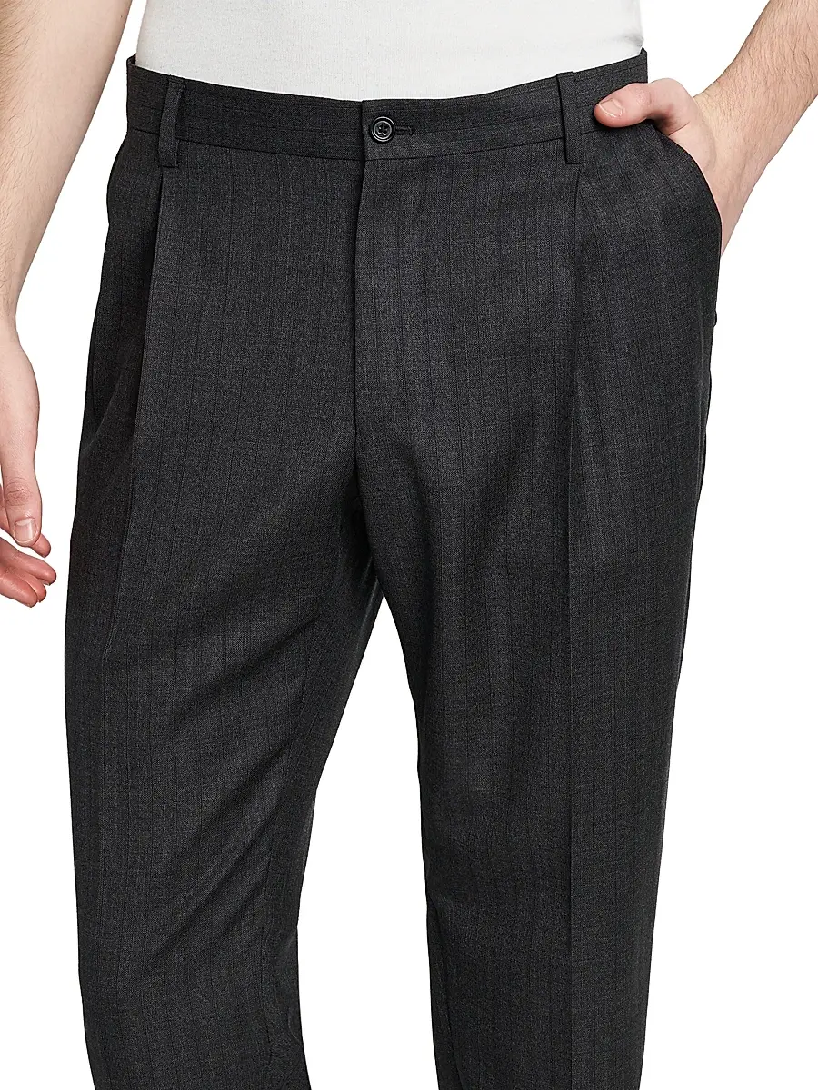 Dolce & Gabbana Men's Striped Pleated-Front Virgin Wool Pants | Thumbnail 6 Dolce & Gabbana Men's Striped Pleated-Front Virgin Wool Pants | Thumbnail 6
