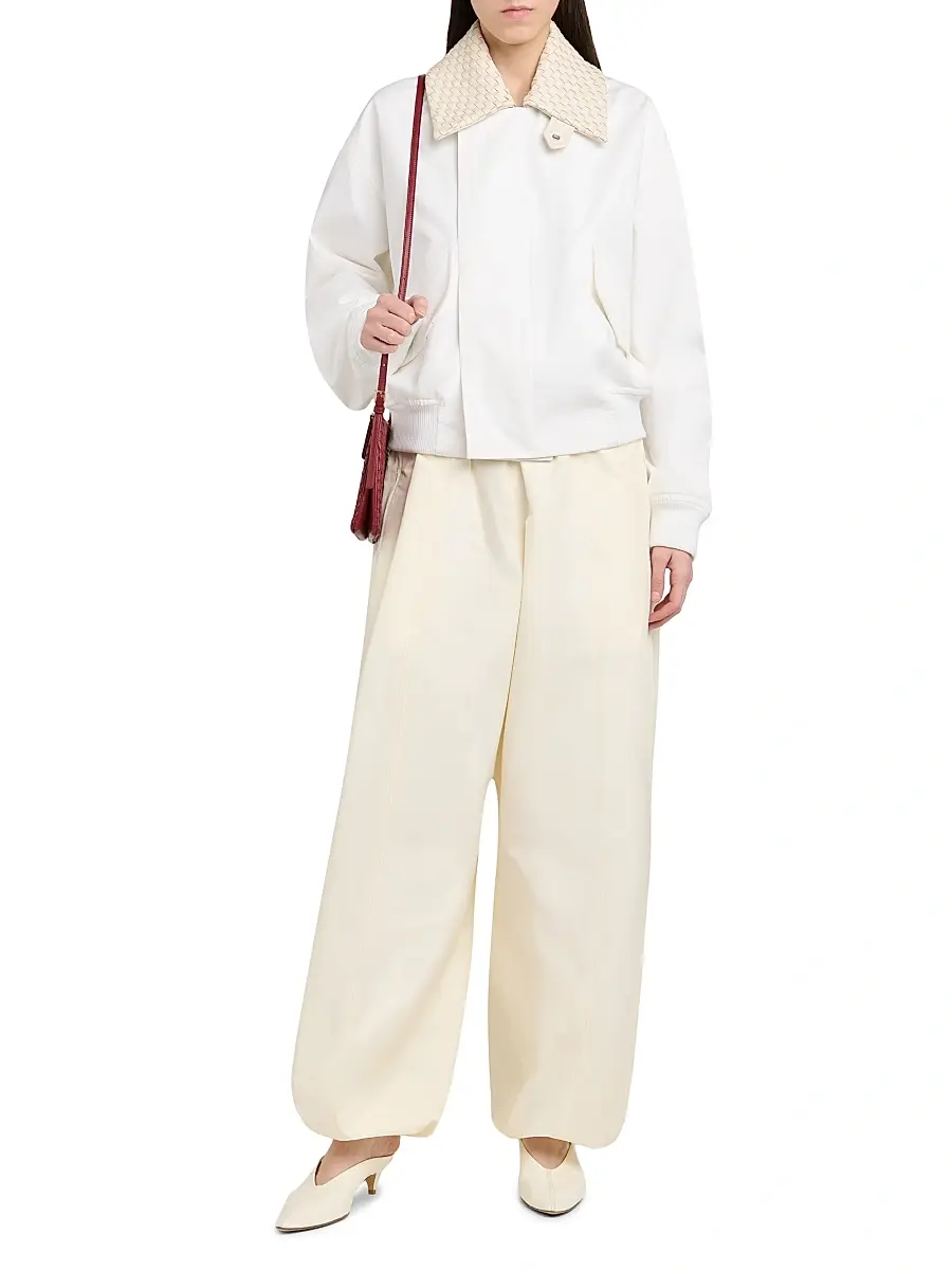 Bottega Veneta Women's Intrecciato-Collar Cotton Blouson Jacket | Thumbnail 2 Bottega Veneta Women's Intrecciato-Collar Cotton Blouson Jacket | Thumbnail 2