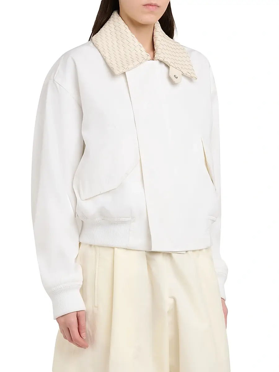 Bottega Veneta Women's Intrecciato-Collar Cotton Blouson Jacket | Thumbnail 4 Bottega Veneta Women's Intrecciato-Collar Cotton Blouson Jacket | Thumbnail 4