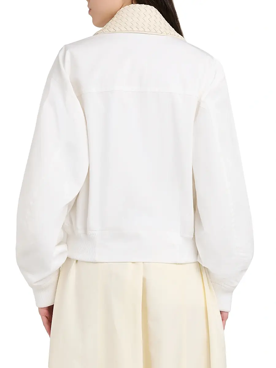 Bottega Veneta Women's Intrecciato-Collar Cotton Blouson Jacket | Thumbnail 5 Bottega Veneta Women's Intrecciato-Collar Cotton Blouson Jacket | Thumbnail 5
