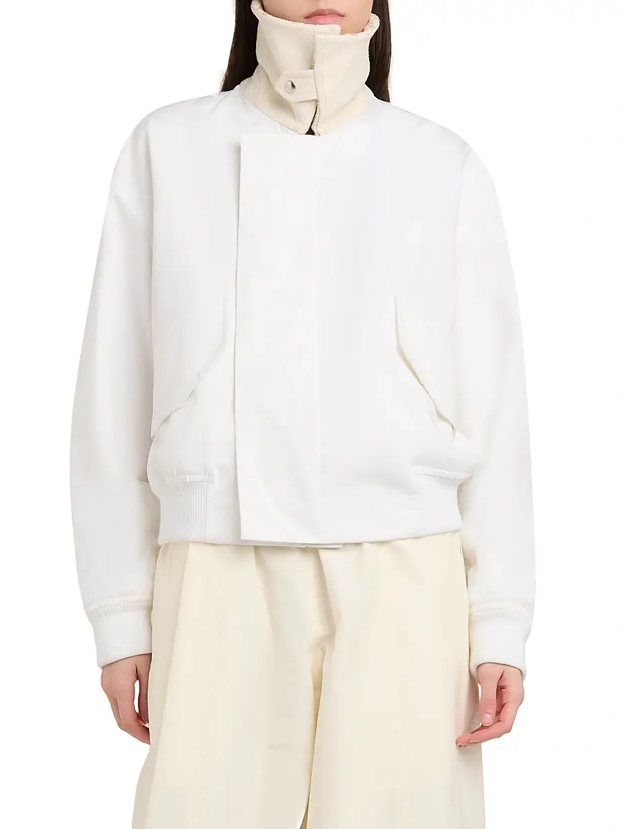 Bottega Veneta Women's Intrecciato-Collar Cotton Blouson Jacket | Thumbnail 6 Bottega Veneta Women's Intrecciato-Collar Cotton Blouson Jacket | Thumbnail 6