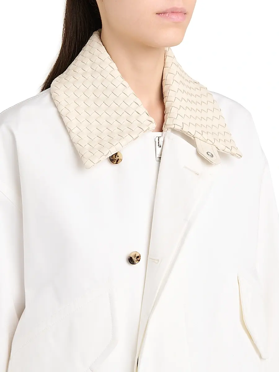 Bottega Veneta Women's Intrecciato-Collar Cotton Blouson Jacket | Thumbnail 7 Bottega Veneta Women's Intrecciato-Collar Cotton Blouson Jacket | Thumbnail 7
