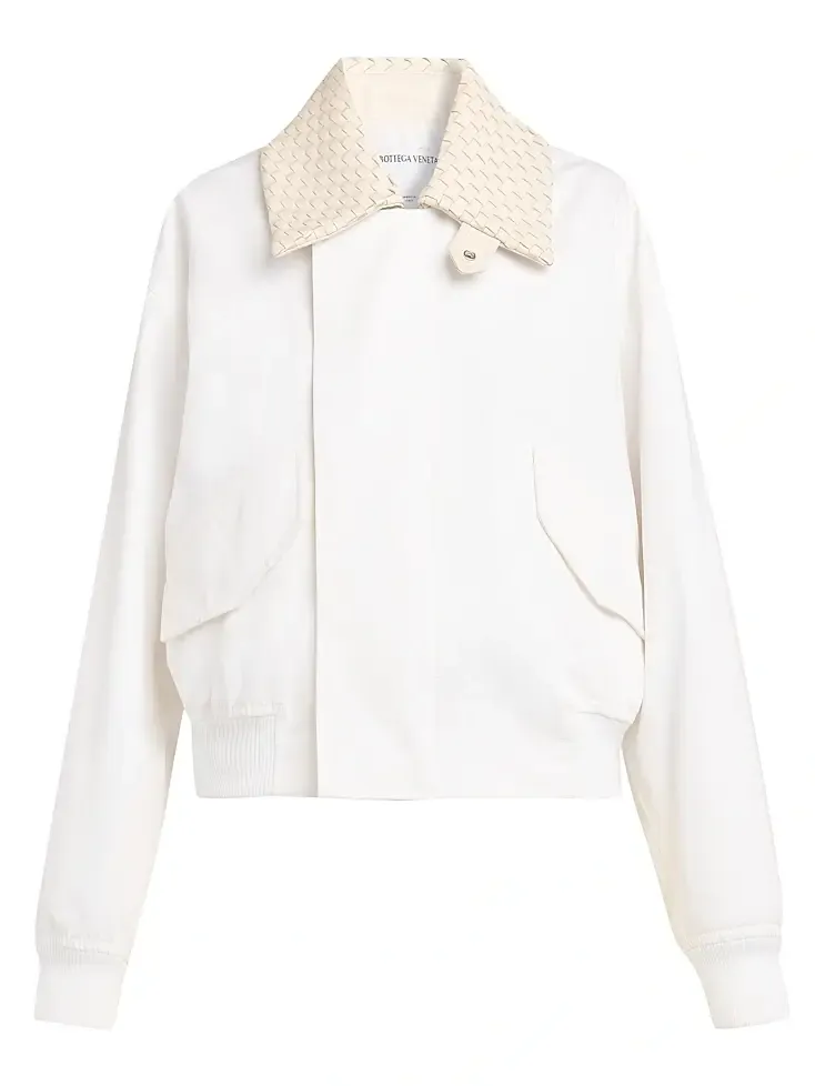 Women's Intrecciato-Collar Cotton Blouson Jacket