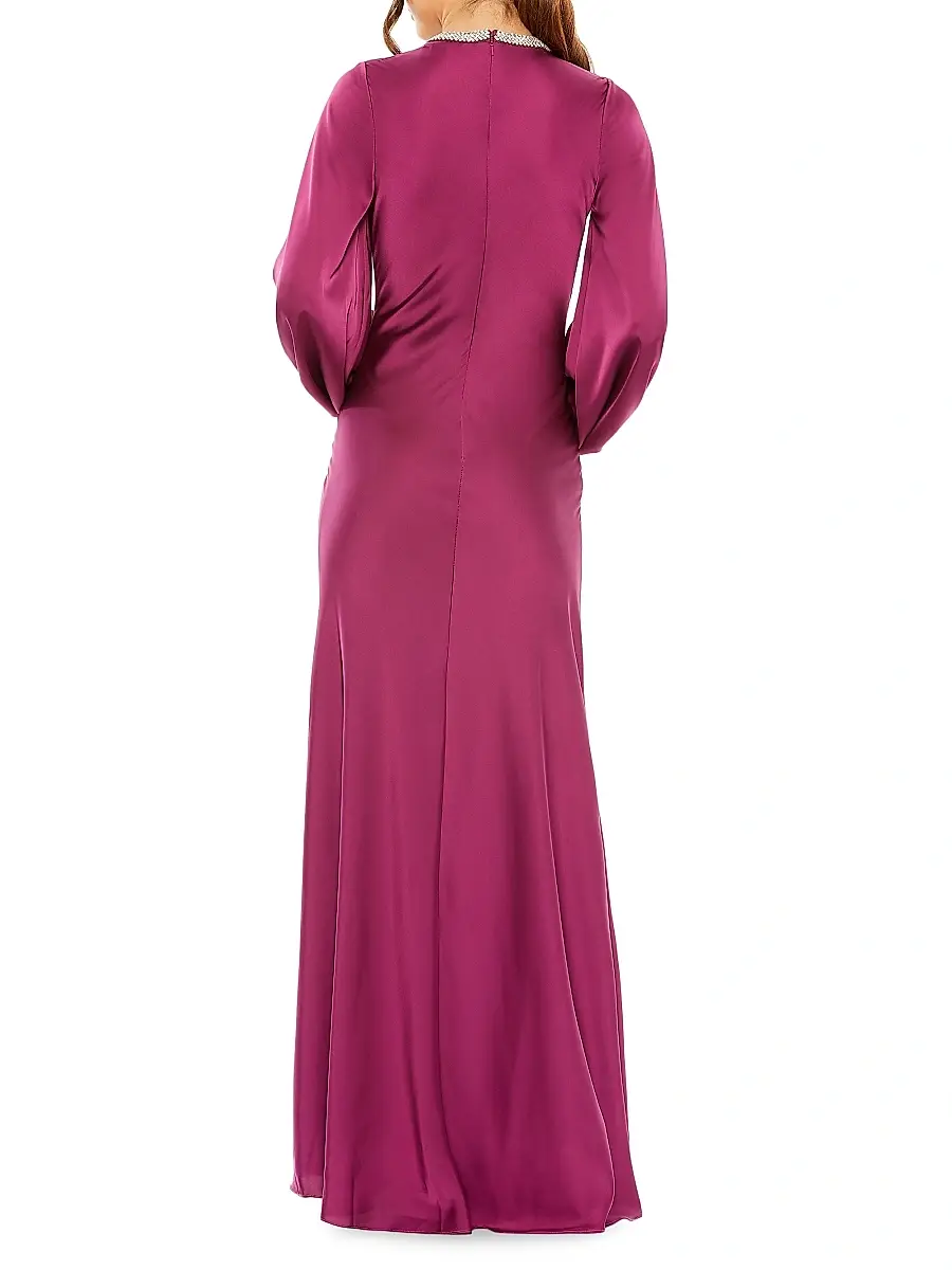 Mac Duggal Women's Ieena Satin Sheath Gown | Thumbnail 3