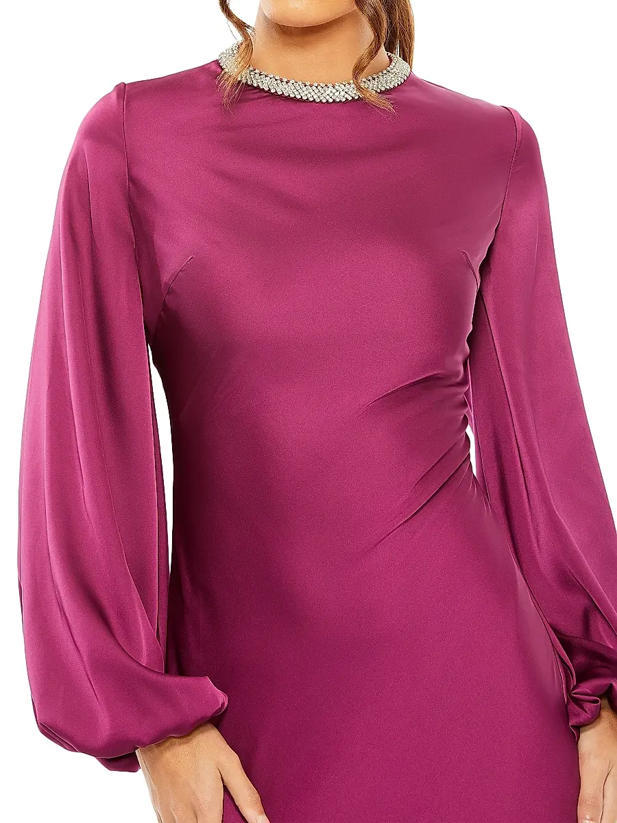 Mac Duggal Women's Ieena Satin Sheath Gown | Thumbnail 4