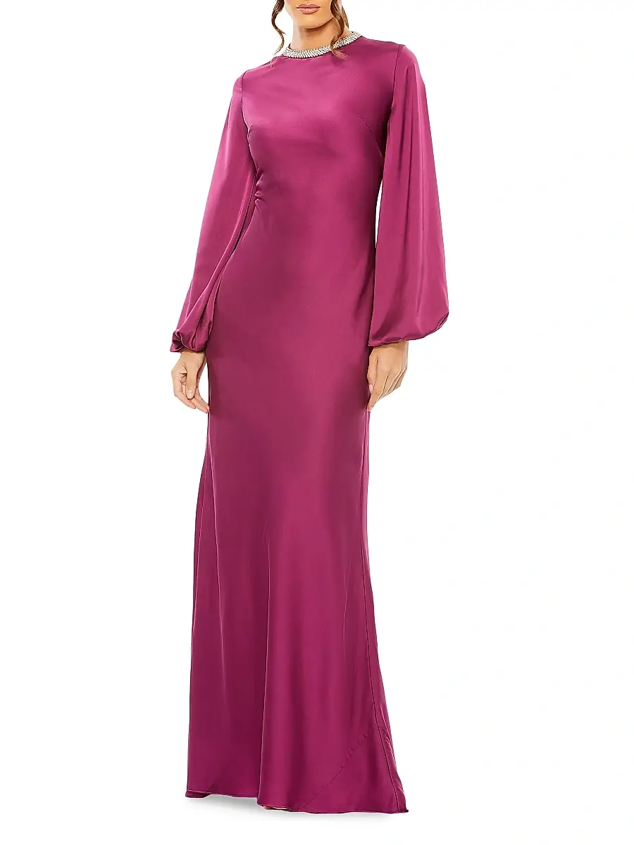 Mac Duggal Women's Ieena Satin Sheath Gown