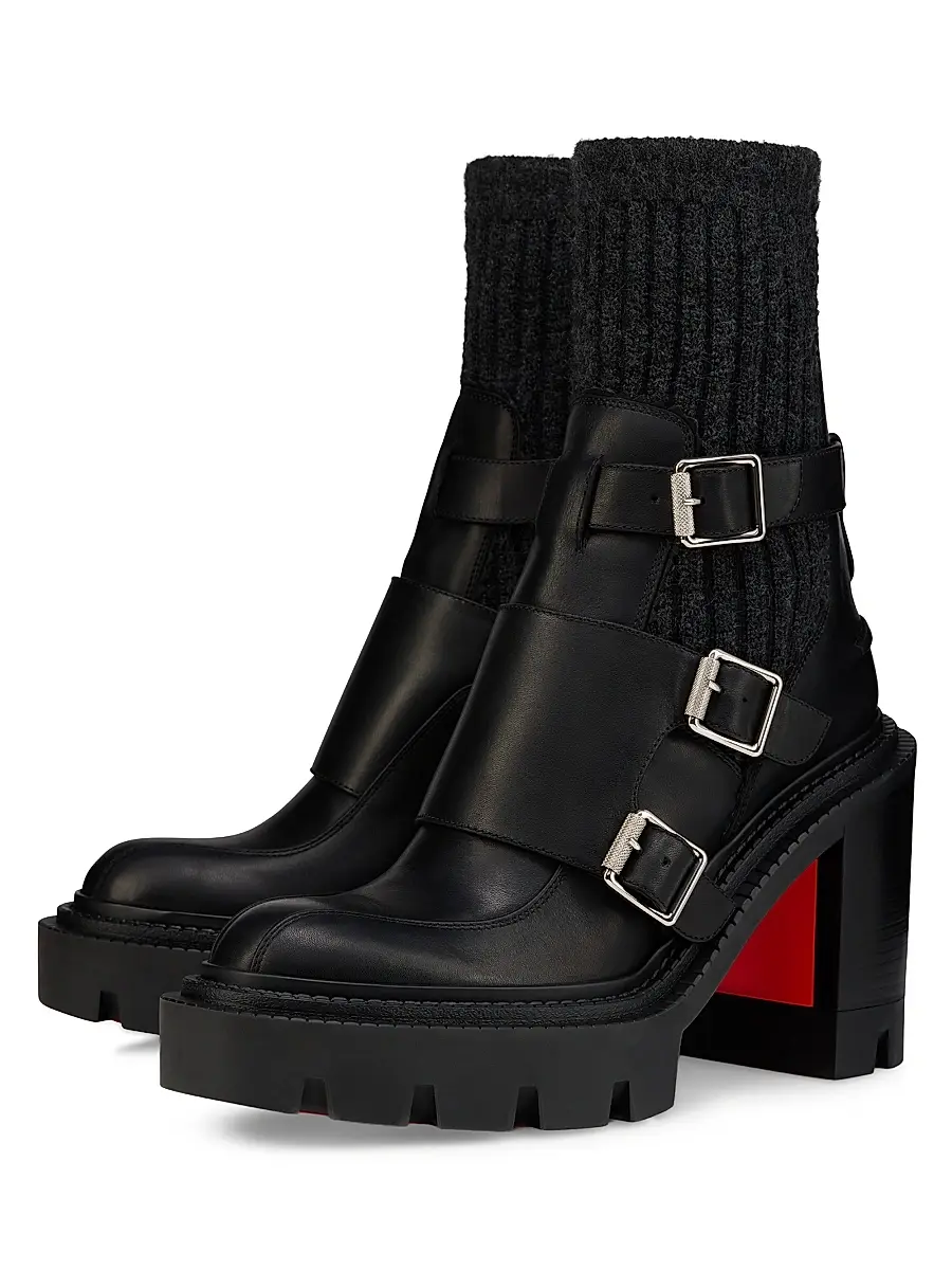 Christian Louboutin Women's Cortinetta College Leather 100MM Zipped Booties | Thumbnail 2 Christian Louboutin Women's Cortinetta College Leather 100MM Zipped Booties | Thumbnail 2