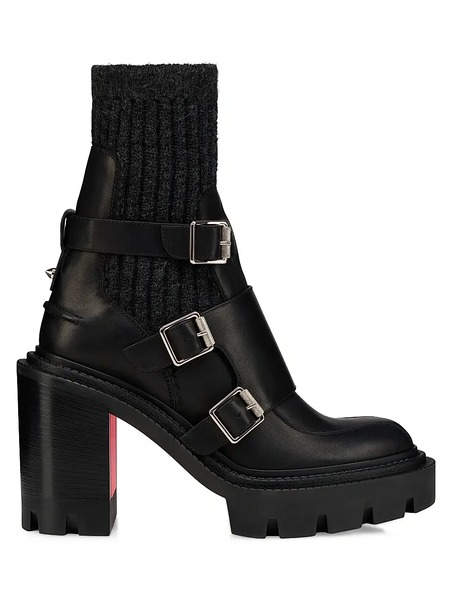 Christian Louboutin Women's Cortinetta College Leather 100MM Zipped Booties - Black | Image 1 Christian Louboutin Women's Cortinetta College Leather 100MM Zipped Booties - Black | Image 1