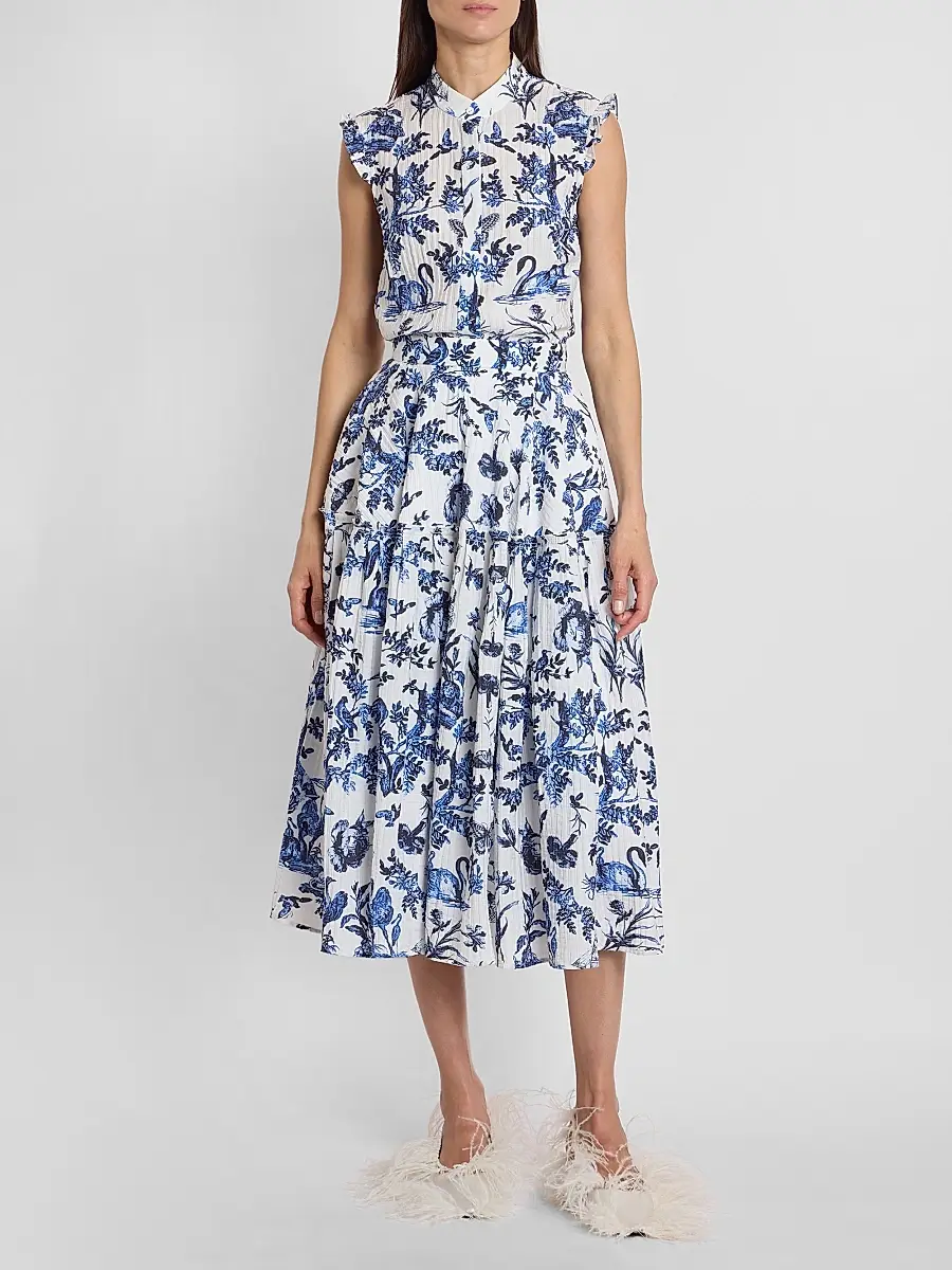 Erdem Women's Printed Crinkled Midi Skirt | Thumbnail 2 Erdem Women's Printed Crinkled Midi Skirt | Thumbnail 2