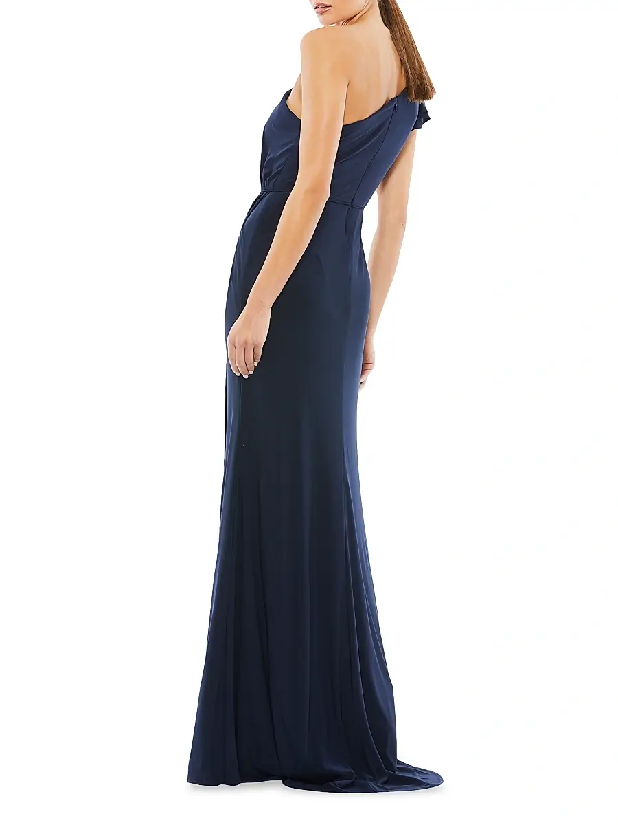 Mac Duggal Women's One-Shoulder Draped Jersey Sheath Gown | Thumbnail 3 Mac Duggal Women's One-Shoulder Draped Jersey Sheath Gown | Thumbnail 3