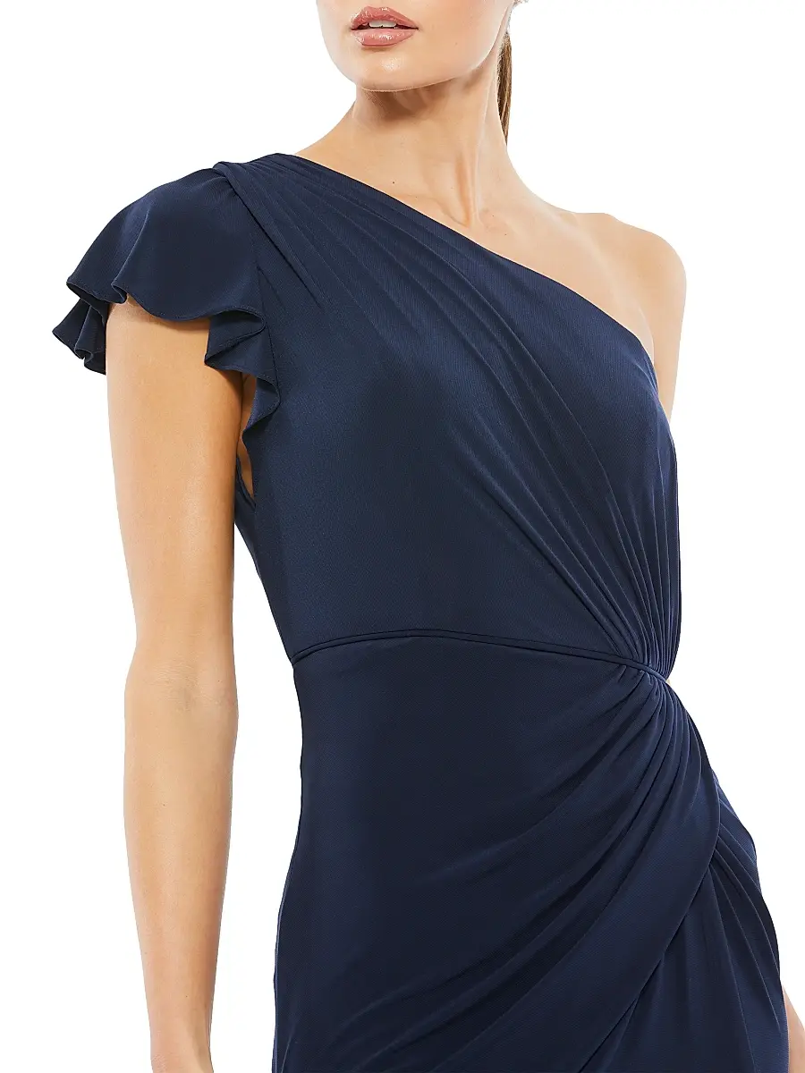 Mac Duggal Women's One-Shoulder Draped Jersey Sheath Gown | Thumbnail 4 Mac Duggal Women's One-Shoulder Draped Jersey Sheath Gown | Thumbnail 4