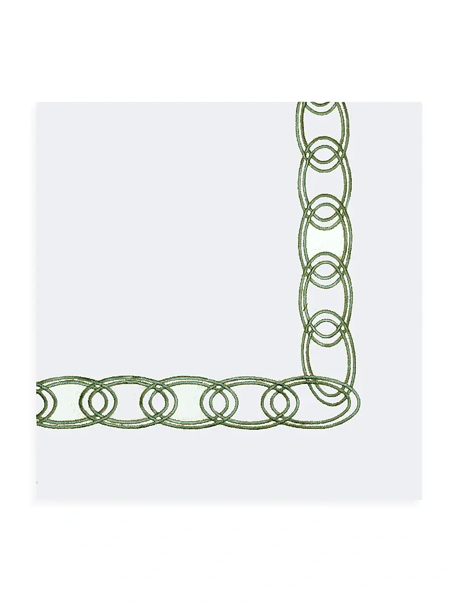 Nomi K Chain Border Linen Napkin Set of 4 - Green | Image 1 Nomi K Chain Border Linen Napkin Set of 4 - Green | Image 1
