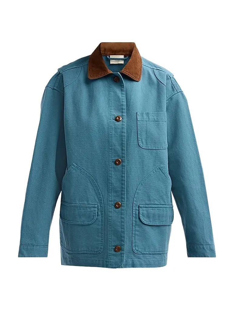 DÔEN Women's Pascale Contrast Collar Jacket - Caspian Blue | Image 1 DÔEN Women's Pascale Contrast Collar Jacket - Caspian Blue | Image 1