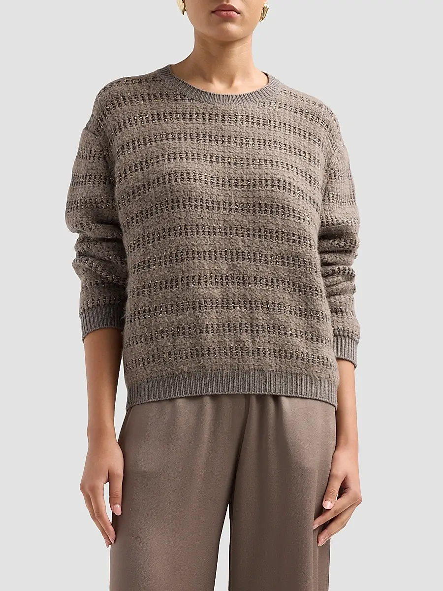 Fabiana Filippi Women's Sequined Striped Wool-Blend Sweater | Thumbnail 4 Fabiana Filippi Women's Sequined Striped Wool-Blend Sweater | Thumbnail 4