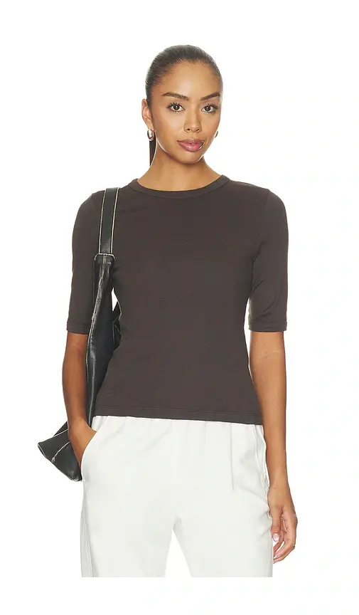 Enza Costa Supima Cotton New Classic Half Sleeve Tee | Image 1 Enza Costa Supima Cotton New Classic Half Sleeve Tee | Image 1