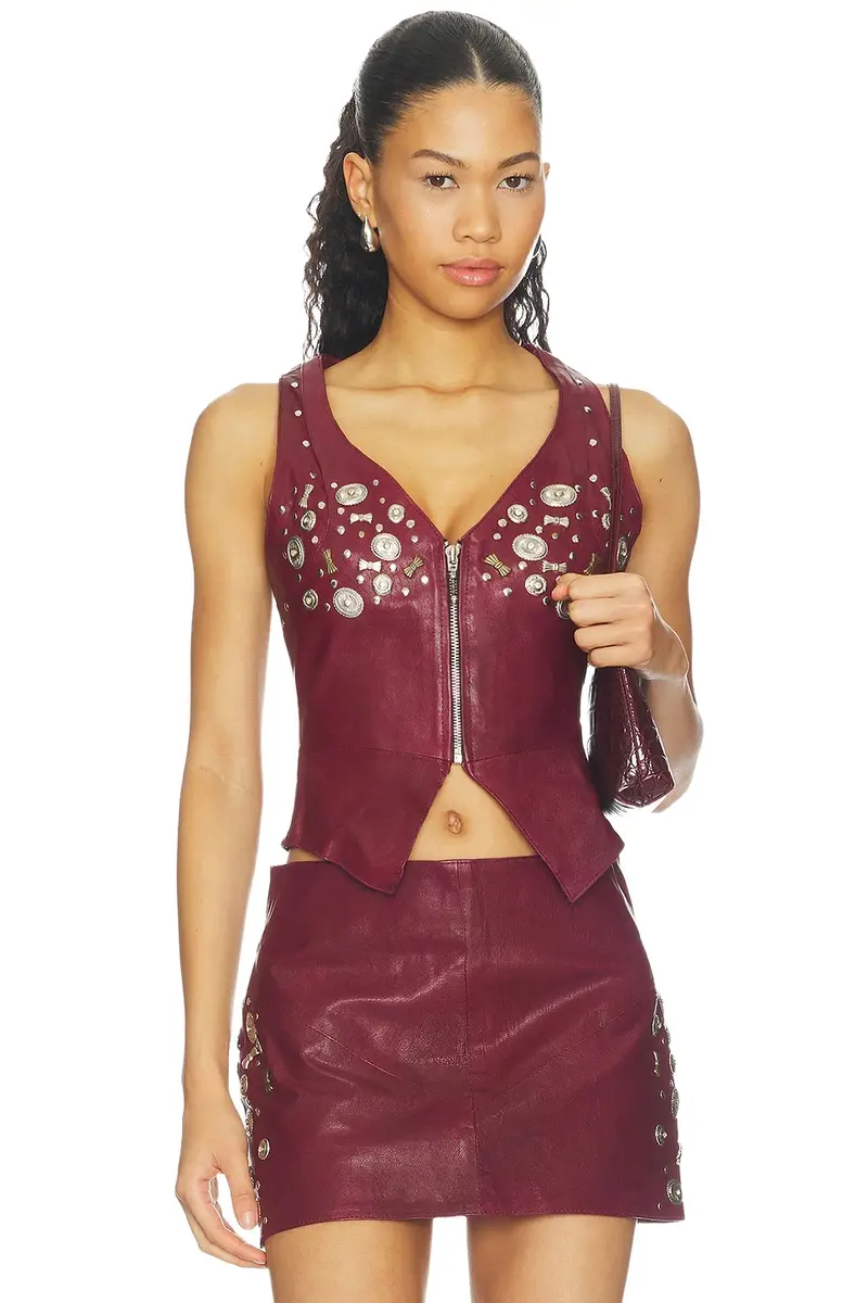 Concho Leather Top Concho Leather Top