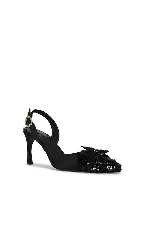ROTATE Slingback High Heel Flower Satin Mule | Thumbnail 2