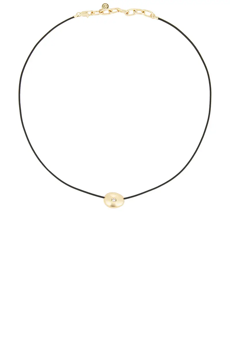 Polished Pebble Black Leather Pendant Necklace Polished Pebble Black Leather Pendant Necklace