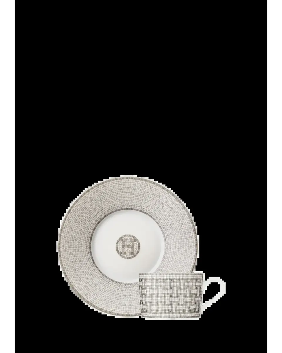 HERMÈS Mosaique au 24 Platinum Tea Cup & Saucer | Thumbnail 2