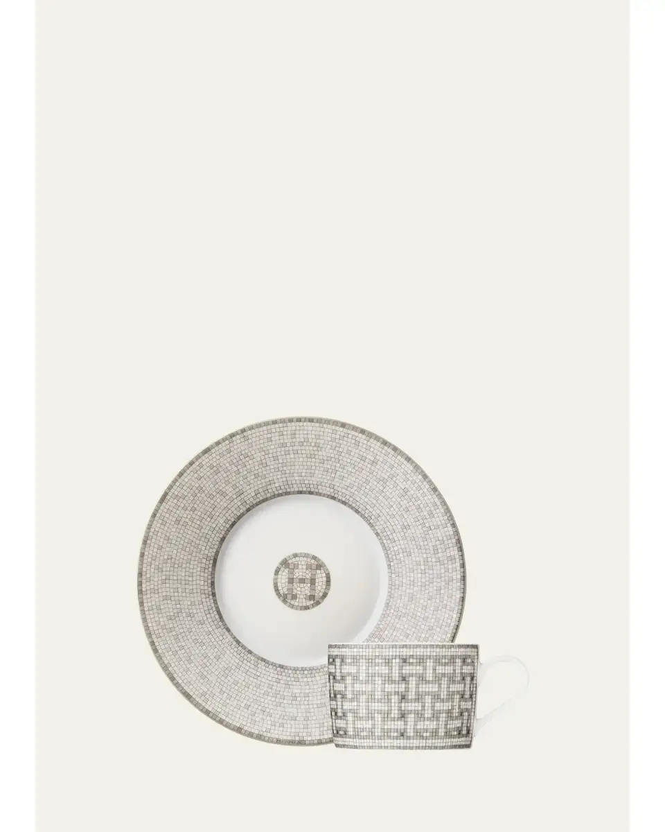 HERMÈS Mosaique au 24 Platinum Tea Cup & Saucer