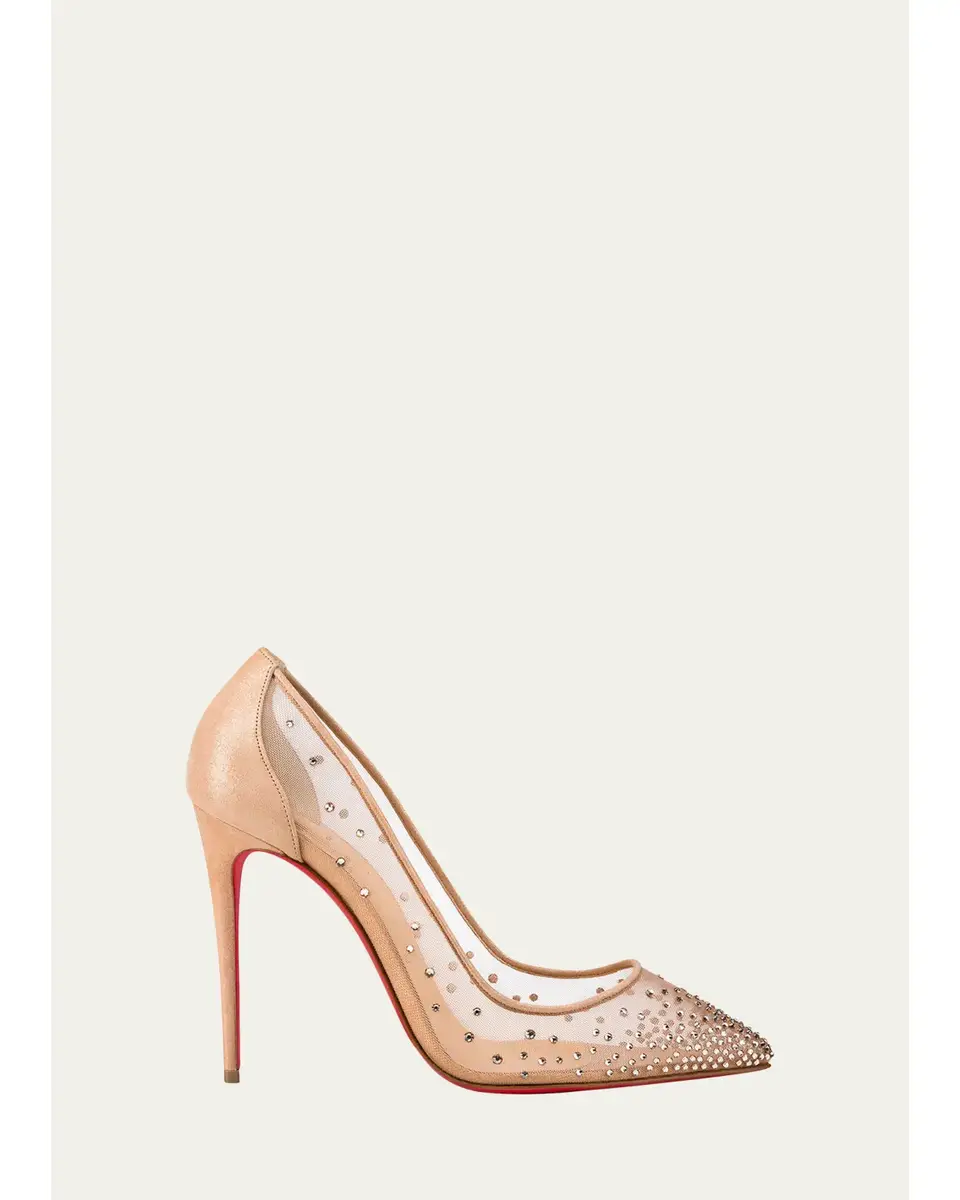 Christian Louboutin Follies 100mm Embellished Red Sole Pumps | Image 1 Christian Louboutin Follies 100mm Embellished Red Sole Pumps | Image 1