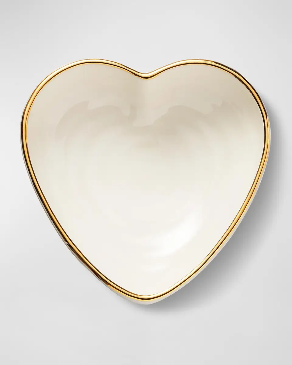 AERIN Ribbed 24K-Gold Rim Heart Dish | Thumbnail 2 AERIN Ribbed 24K-Gold Rim Heart Dish | Thumbnail 2