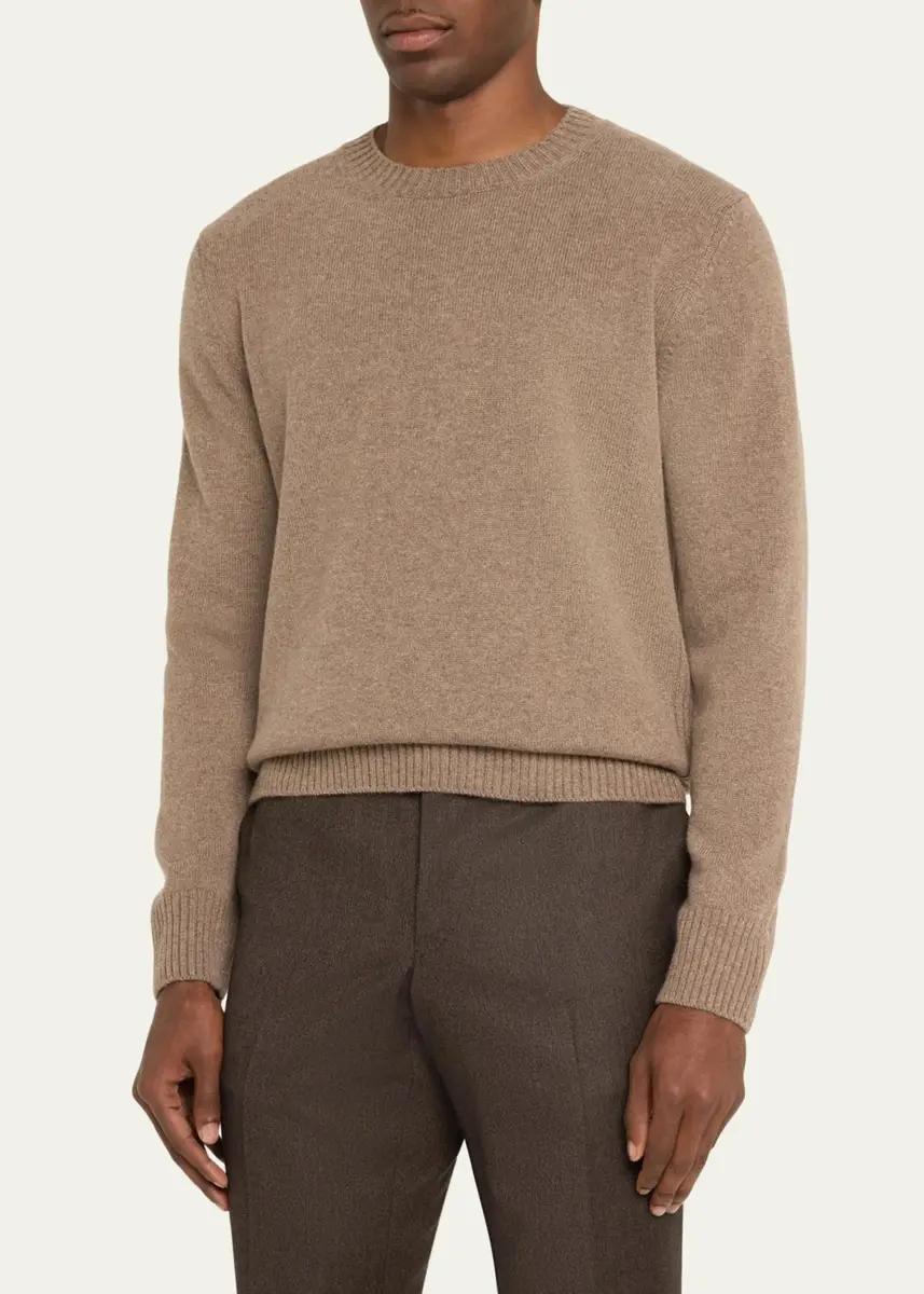 Bergdorf Goodman Men's Rib Baby Cashmere Pullover | Thumbnail 4 Bergdorf Goodman Men's Rib Baby Cashmere Pullover | Thumbnail 4