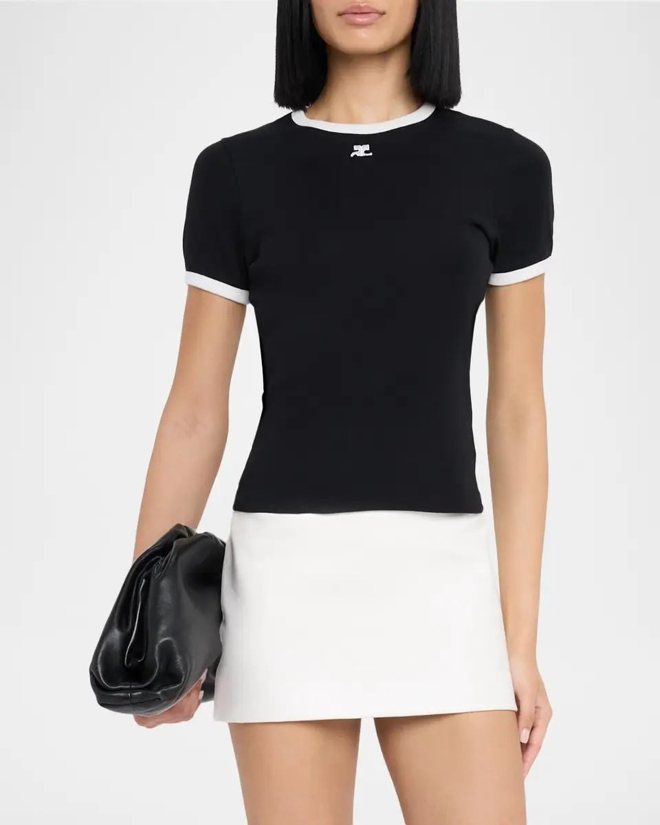 Courrèges Signature Contrast T-Shirt | Thumbnail 2 Courrèges Signature Contrast T-Shirt | Thumbnail 2
