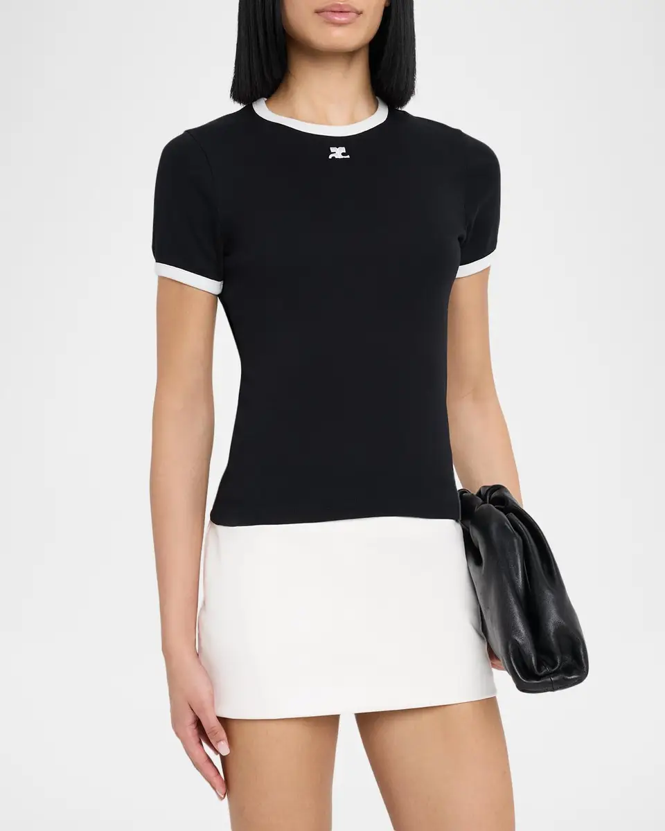 Courrèges Signature Contrast T-Shirt | Thumbnail 4 Courrèges Signature Contrast T-Shirt | Thumbnail 4