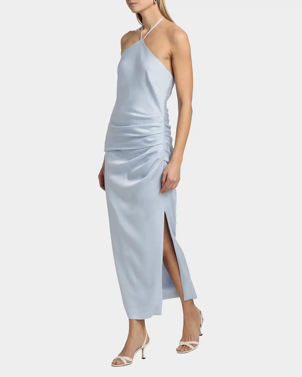 Simkhai Hansel Ruched Satin Halter Maxi Dress | Thumbnail 2