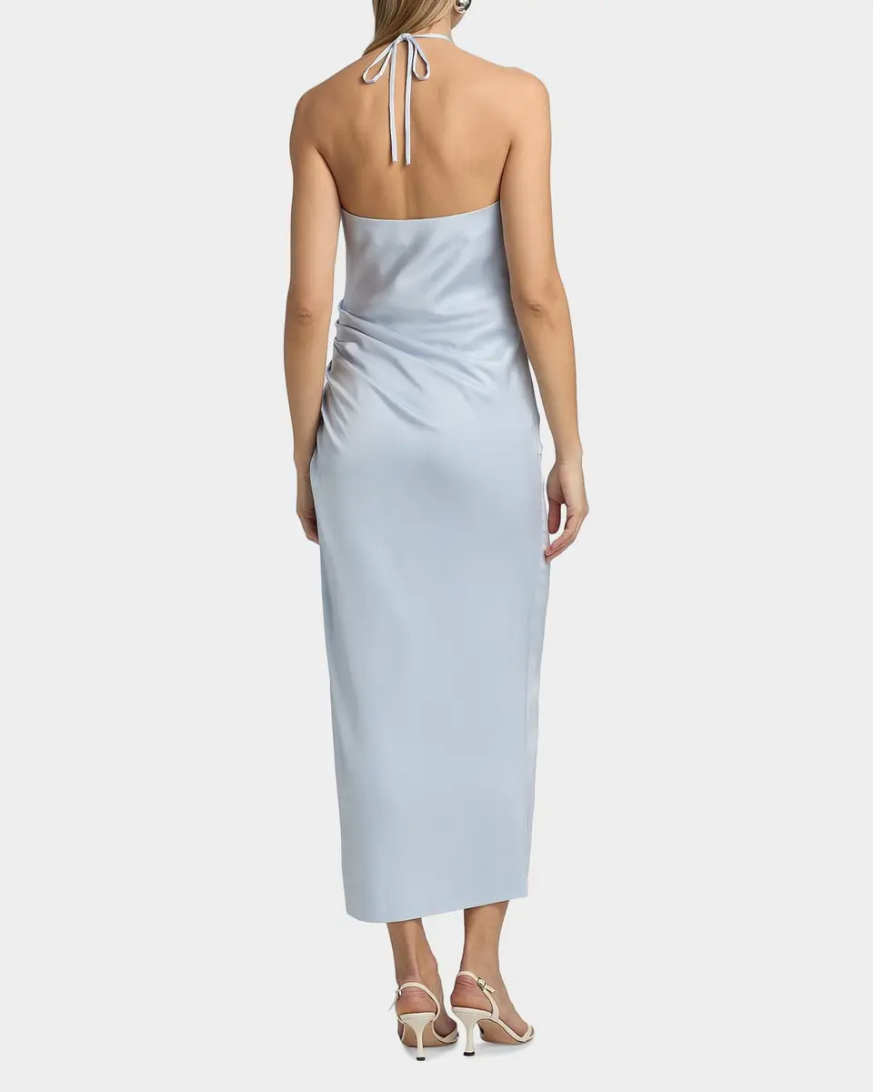 Simkhai Hansel Ruched Satin Halter Maxi Dress | Thumbnail 3